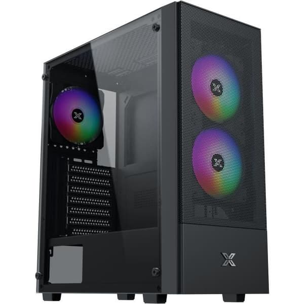 PC-chassi med mellanliggande tur utan nätaggregat - XIGMATEK HERO II Air 3F (Svart) - ATX/Micro ATX - 3x120mm FRGB - Mesh - USB 3.0/2.0