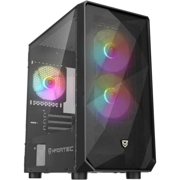 Speldatorlåda - NFORTEC - DYS - Mini Tower MATX - 3 ARGB-fläktar 120mm - Svart