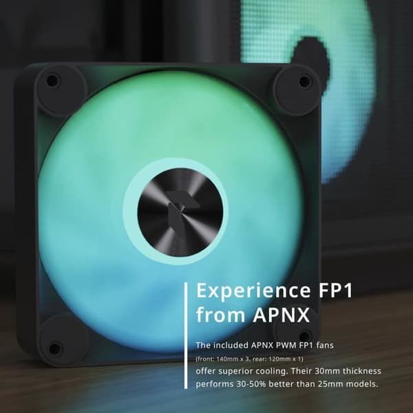 Miditower-chassi - APNX - C1 - Svart - Härdat glas - Vattencooling