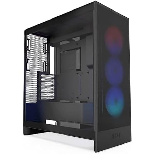 Mid-Tower ATX NZXT H7 Flow RGB - Tre 120 mm fläktar - Direkt kylning av grafikkort Svart