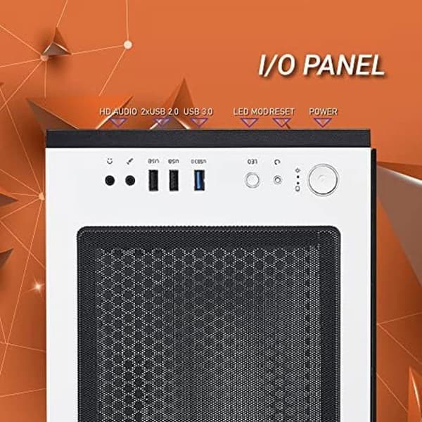 Noua Phobia L8 Vit Micro ATX-fodral för PC Gaming Mini Tower 0.60MM SPCC Fläkt Vit RGB Rainbow Front Mesh &amp; Panel