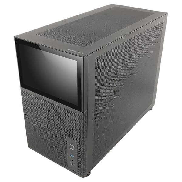 Mars Gaming MC-LCD, Micro-ATX Gaming PC-fodral, 8" IPS LCD-skärm, sido-, topp- och frontgaller, härdat glas, svart