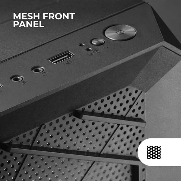 Mars Gaming MC-2000, Mid-Tower ATX-fodral, helt sidofönster, Mesh-frontdesign, 1x FDB 120 mm fläkt