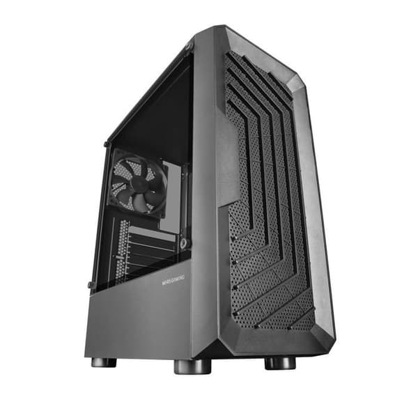 Mars Gaming MC-2000, Mid-Tower ATX-fodral, helt sidofönster, Mesh-frontdesign, 1x FDB 120 mm fläkt Svart