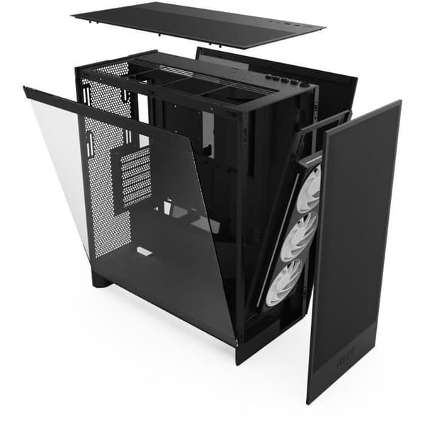 Mellan-torn chassi - NZXT - CM-H72FB-R1 - H7 Flow RGB med inkluderade RGB-fläktar - Svart