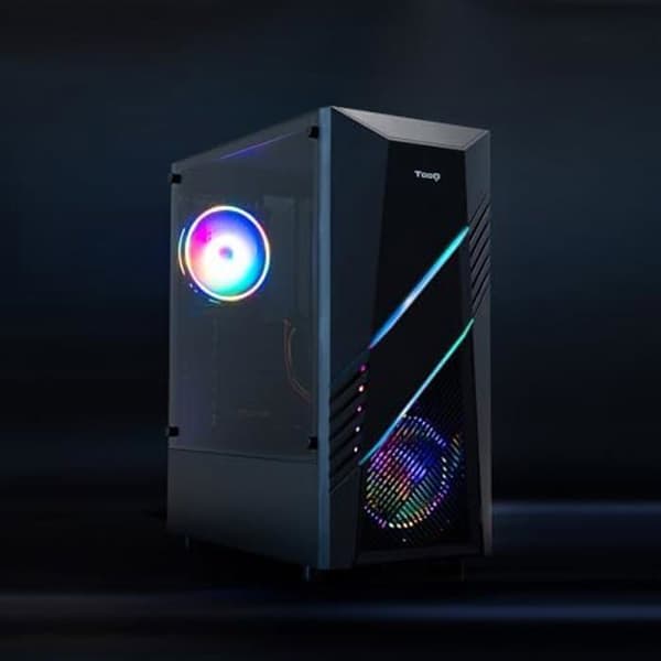 TOOQ TQGCC102-B - "Biohazard" ATX/Micro-ATX/Mini-ITX Mid-Tower-spelfodral, härdat glas, frontpanel med RGB, färg