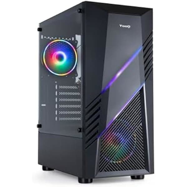 TOOQ TQGCC102-B - "Biohazard" ATX/Micro-ATX/Mini-ITX Mid-Tower-spelfodral, härdat glas, frontpanel med RGB, färg Svart