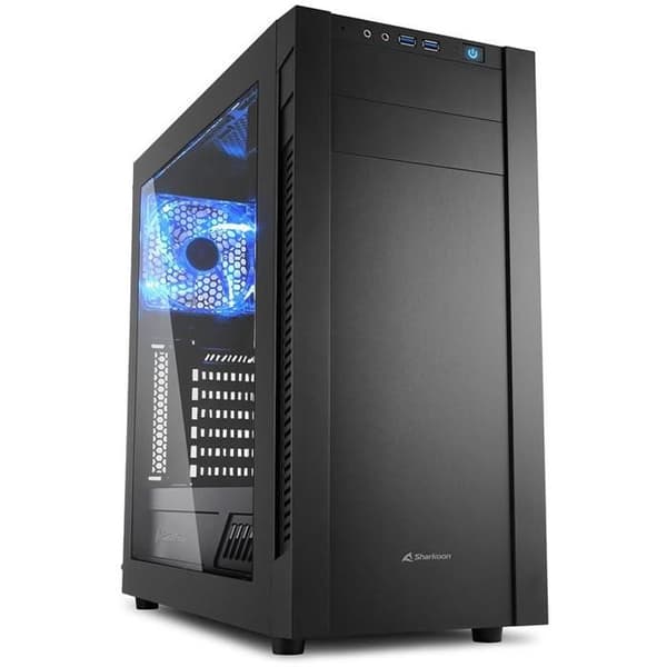 Sharkoon S25-W Midi Tower ATX PC-fodral - 5 interna fack - Vattenkylningsportar Svart