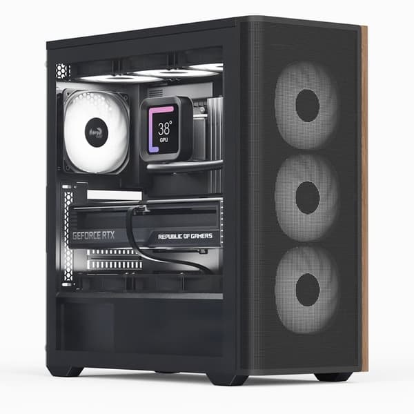 Mellanställningslåda - AEROCOOL - D501A - Nät och trä - Stödradiator 360 mm - 11 platser Svart