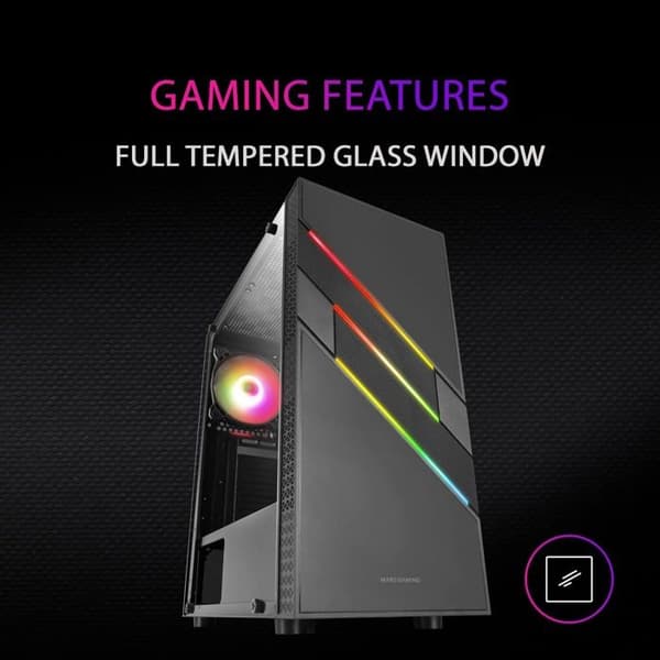 Mars Gaming MC-U3 RGB Mid-Tower E-ATX PC-fodral med glaspanel - svart - TU