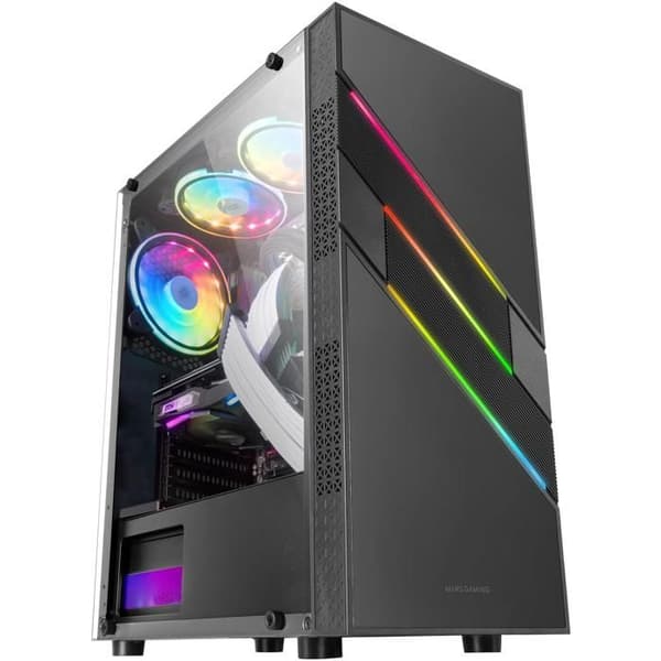 Mars Gaming MC-U3 RGB Mid-Tower E-ATX PC-fodral med glaspanel - svart - TU Svart