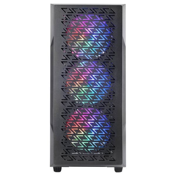 Mars Gaming MC-GEO, Gamingchassi ATX, 4X FRGB-fläktar 120cm, Framsidan Mesh Geometrisk, Fönster i Härdat Glas, Svart