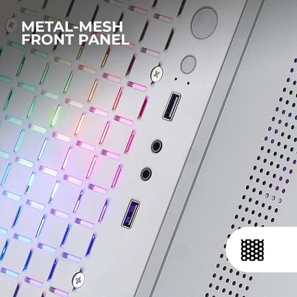 Mars Gaming MC-CORE, Ultra-kompakt Micro-ATX PC-chassi, Framdesign i metalnät, 2x 120mm FRGB-fläktar, Gaming-chassi med