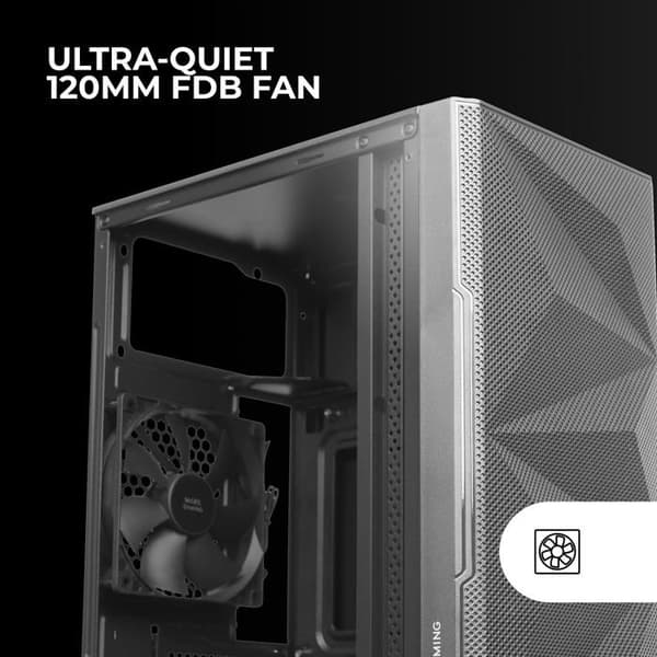 Mars Gaming MC-1500, kompakt MicroATX-fodral, sidofönster i härdat glas, geometrisk frontdesign med totalt mesh, 1x