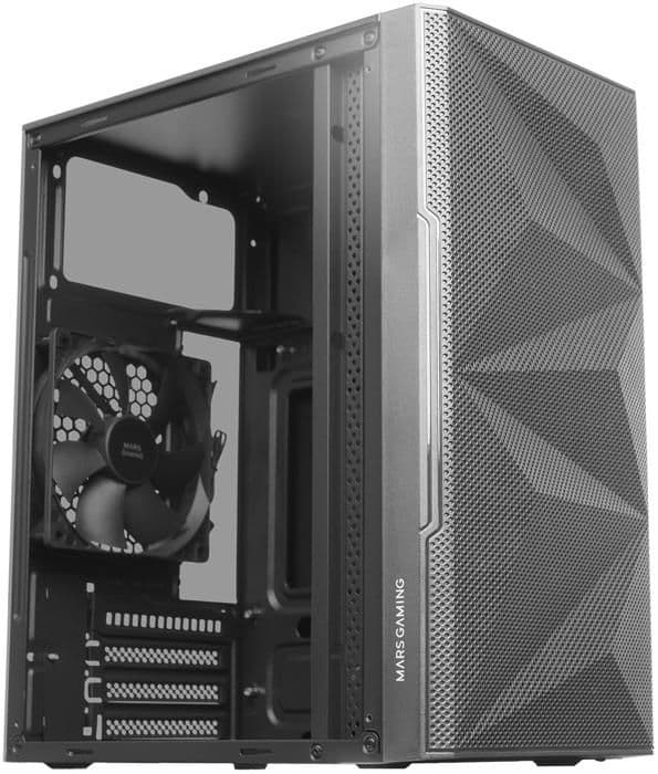 Mars Gaming MC-1500, kompakt MicroATX-fodral, sidofönster i härdat glas, geometrisk frontdesign med totalt mesh, 1x