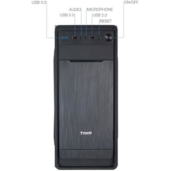 TOOQ TQC-5701U3C-B - ATX/MicroATX/Mini-ITX Semi-Tower Case, 1xUSB 3.0, 2xUSB 2.0, HD Audio, 9 hårddiskfack, stål,