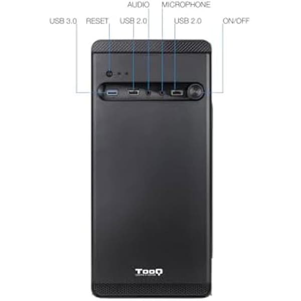TOOQ TQC-4702U3C-B - Micro-ATX/Mini-ITX Mini-Tower Case, 1xUSB 3.0, 2xUSB 2.0, HD Audio, Svart