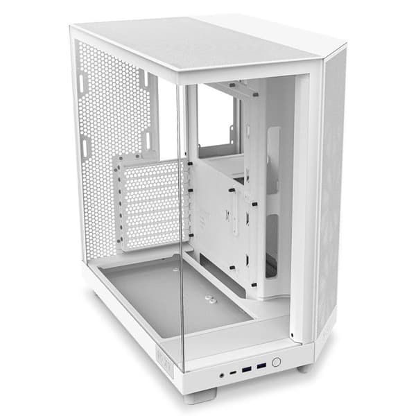 PC-Chassi - NZXT - H6 Flow - Vit - Optimerad kylning - Panoramisk härdat glas