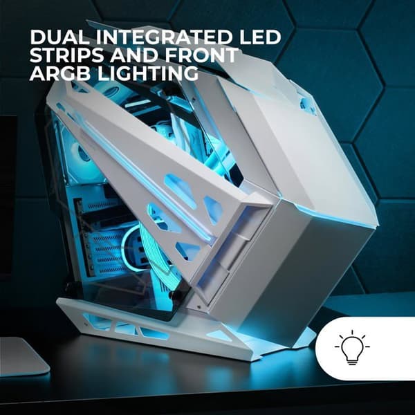 MARSGAMING MC-Titan, XXL ATX RGB Gaming Case, Dual LED Strip och ARGB frontbelysning, Lighting Hub + Fjärrkontroll,