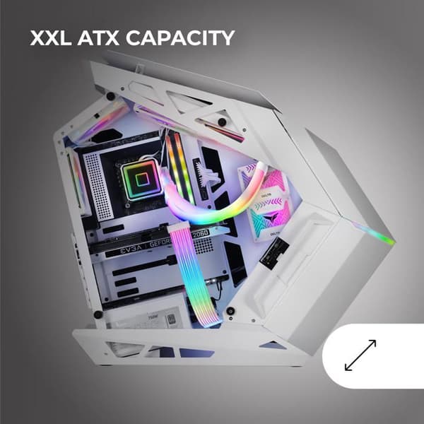 MARSGAMING MC-Titan, XXL ATX RGB Gaming Case, Dual LED Strip och ARGB frontbelysning, Lighting Hub + Fjärrkontroll,