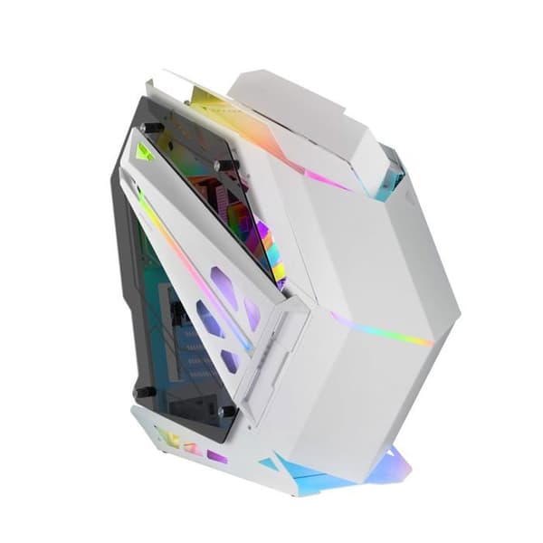 MARSGAMING MC-Titan, XXL ATX RGB Gaming Case, Dual LED Strip och ARGB frontbelysning, Lighting Hub + Fjärrkontroll, Vit
