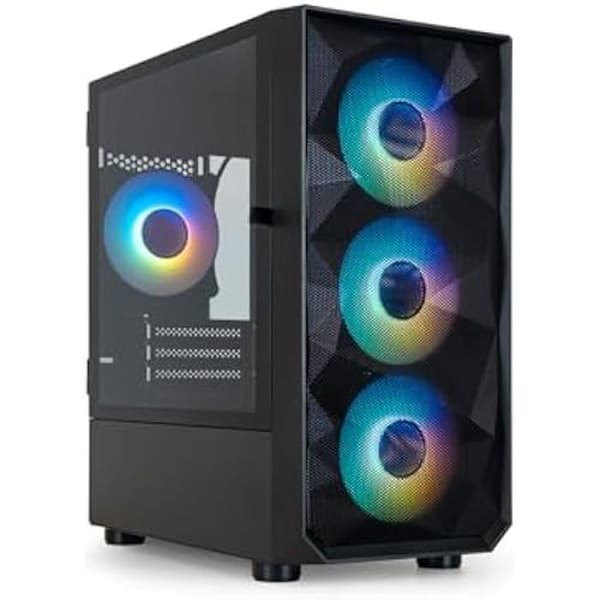 TOOQ TQGCC901-B - SEIZURE Micro-ATX/Mini-ITX Mini-Tower-spelfodral, härdat glas, inkluderar 4 ARGB-fläktar, svart Svart