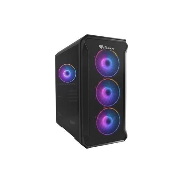 IRID Gaming Case - NATEC - Genesis - 3 främre och en bakre installerade 120 mm fläktar - Micro ATX, mini-ITX Svart, Transparent
