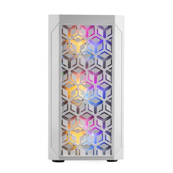 Mars Gaming MCMESH Vit - Micro ATX PC-spelfodral - Total Mesh Design - 3x FRGB-fläkt
