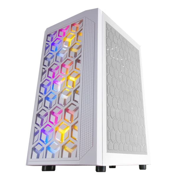 Mars Gaming MCMESH Vit - Micro ATX PC-spelfodral - Total Mesh Design - 3x FRGB-fläkt Vit