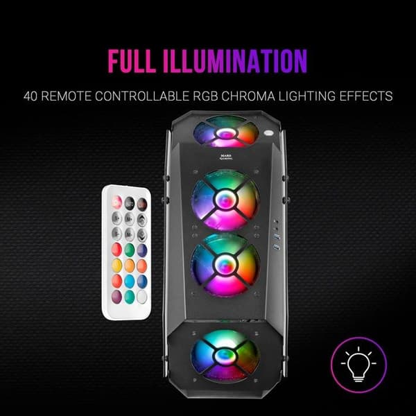 Mars Gaming MC51 Svart - ATX PC-spelfodral - Dubbelt härdat glas - 5 x 12 cm RGB-fläktar
