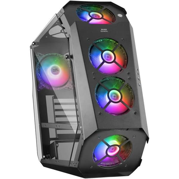 Mars Gaming MC51 Svart - ATX PC-spelfodral - Dubbelt härdat glas - 5 x 12 cm RGB-fläktar Svart
