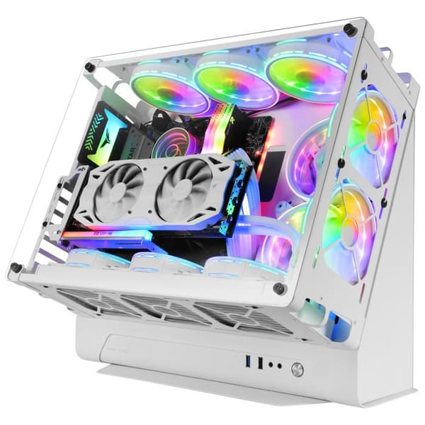 Mars Gaming MCB White, ATX XL Gaming PC-fodral, Custom Premium Edition, Double Chamber Modular Structure