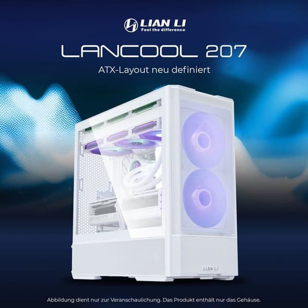 PC-chassi - LIAN-LI - Lancool 207 RGB - Vit - ATX - 4 Fläktar - Kabelhantering