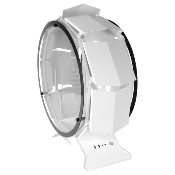 Mars Gaming MCORB Vit, Micro-ATX XL Gaming PC-fodral, anpassad cirkulär design, härdat dubbelglas