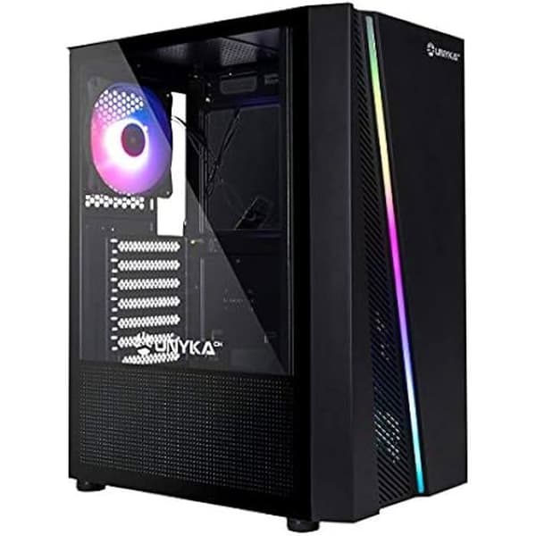 ATX-datorfodral - UNYKACH - GLAYZE - Svart - Panel av härdat glas - 120 mm RGB-fläkt Svart