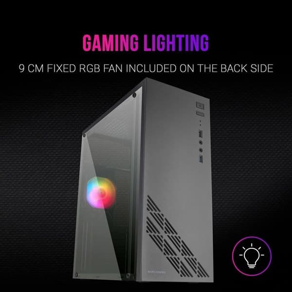 Spelchassi ATX - Mars Gaming - MC100 Svart - FRGB-fläkt 90mm - Konvektionskylning - RGB-belysning