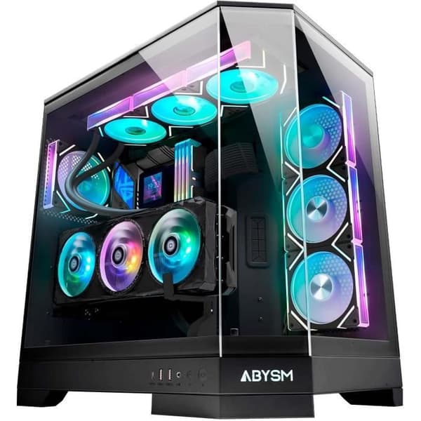Gaming PC Chassi - ABYSM - Danube SAVA H600 - E-ATX - 3 Fönster av Härdat Glas - 4 ARGB Fläktar 120 mm Svart