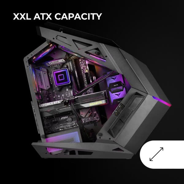 Gamingchassi RGB XXL ATX - MARS GAMING - MC-Titan - ARGB-belysning - Belysningshub - Fjärrkontroll