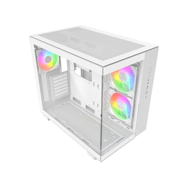 Gaming PC-fodral - MONTECH - King 65 PRO - Dubbelkammare - Meshpaneler - ARGB-fläktar Vit