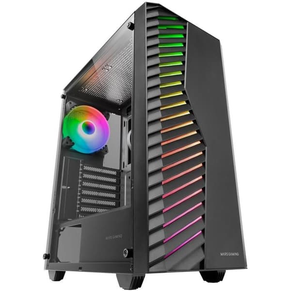 ATX Gaming Case - MARS GAMING - MC-Volt - 120 mm ARGB Fläkt - ARGB Front Grille - Härdat glas Svart