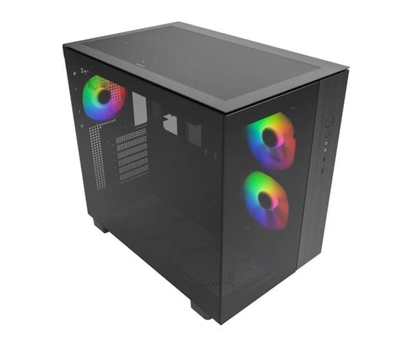 Gaming PC-fodral - MONTECH - King 65 PRO - Dubbelkammare - Meshpaneler - ARGB-fläktar Svart