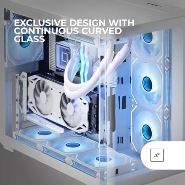 MARSGAMING MC-Fusion, ATX-spelfodral, helt sidofönster och kontinuerligt krökt härdat glasfront, dubbelt PC Semi-Tower