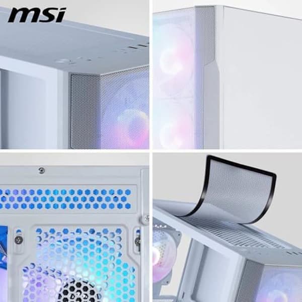 MSI MAG Forge M100R White Micro-ATX-fodral - GPU-stöd upp till 300 mm, ARGB-fläktar, magnetiska dammfilter, glas
