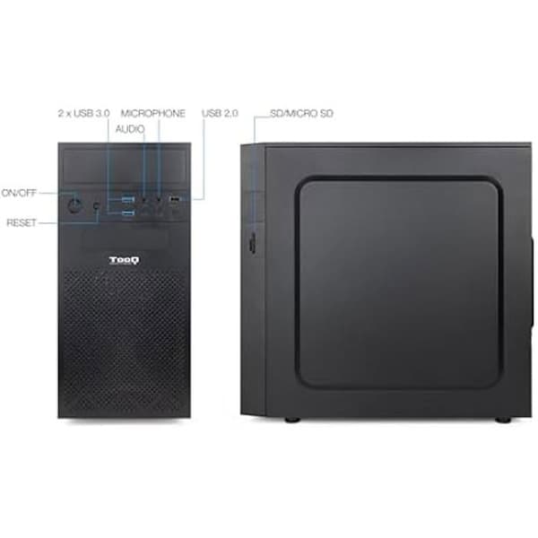 TOOQ TQC-4701U3C-B Micro-ATX/Mini-ITX Minitower-fodral - främre kortläsare, svart
