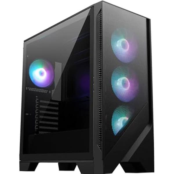 MSI MAG Forge 321R Airflow Mid-Tower PC-fodral - ATX, kompatibel med RTX 40 GPU, ARGB-fläktar, dammfilter Svart, Transparent