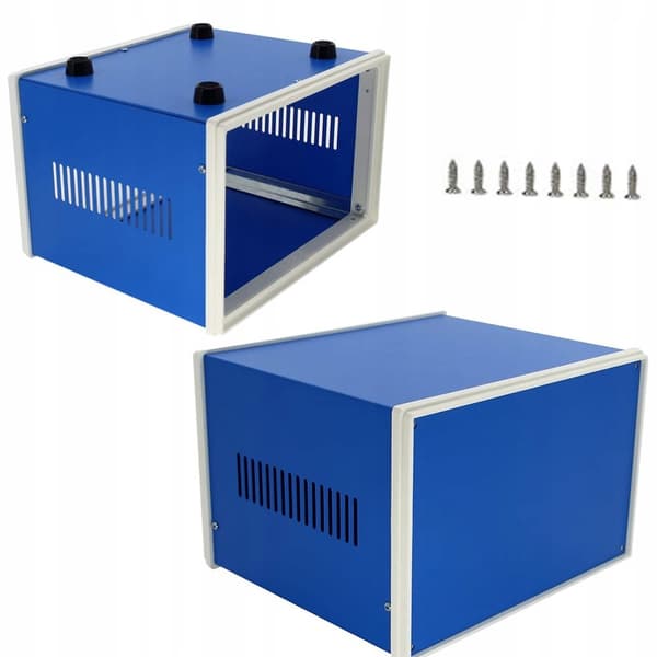Blåt metalhus til enheder 80x170x130mm