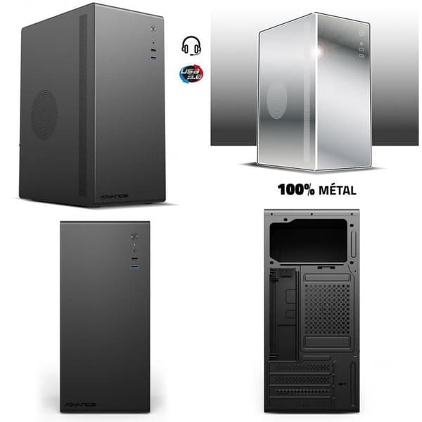 Chassi PC - ADVANCE - OPTIMA SERIE SVART - mATX/mITX - 4 expansionsportar - 100% Metalldesign