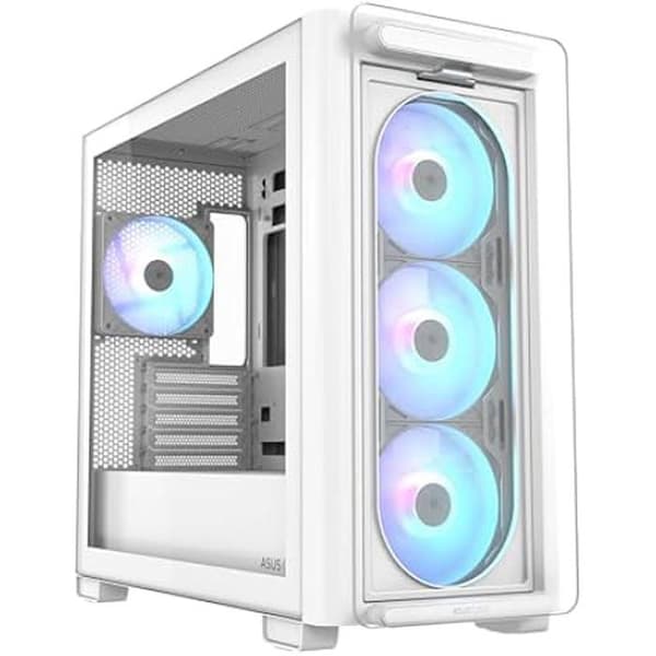 microATX PC-fodral - ASUS - A23 Plus TG ARGB - Vit - Förinstallerade ARGB-fläktar - Panel av härdat glas
