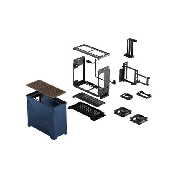 PC-fodral - FRACTAL DESIGN - Era 2 Midnight Blue - m-ITX, 2 120 mm fläktar, USB3.1 Typ C, PCIe 4.0-riser-kort