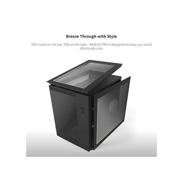 Gaming PC-fodral - MONTECH - King 65 PRO - Dubbelkammare - Meshpaneler - ARGB-fläktar